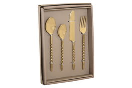 DKD Home Decor Set de Cubertería de 16 Piezas Inox Dorado con Diseño Espiral