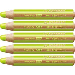 Stabilo Lápices de Colores Woody 3 en 1 Verde Hoja Estuche 5 UD