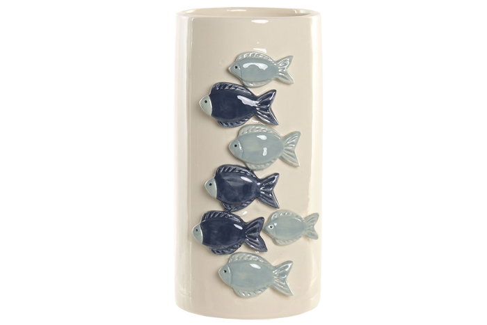 DKD Home Decor Jarrón Atlántico Cerámica Azul Blanco 15 x 29.5 x 16 cm DKD Home Decor Jarrón Atlántico Cerámica Azul Blanco 15 x 29.5 x 16 cm