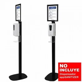 Approx STSanitizer02 Soporte Stand Negro para Dispensador AppSanitizer 300 x 300 x 1544 mm con Cartel Informativo