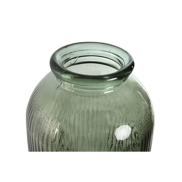 DKD Home Decor Jarrón de Cristal Reciclado Verde Rayado 72x30x30 cm