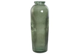 DKD Home Decor Jarrón de Cristal Reciclado Verde Rayado 72x30x30 cm