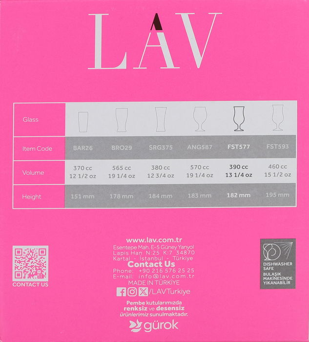 Lav Set 6 Copas Cocktail Fiesta 390Cc 7.5x7.5x18.2 cm (4 Cajas)