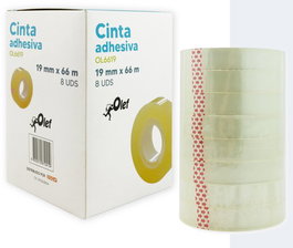 OLEF Cinta Adhesiva Transparente Rollo 66x19 (Set de 8)