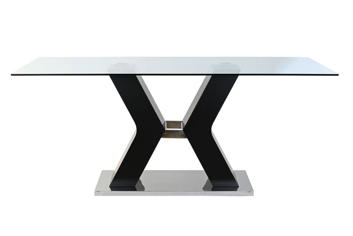 DKD Home Decor Mesa Comedor Moderno Negro Cristal Templado MDF Acero 180 x 90 x 76 cm DKD Home Decor Mesa Comedor Moderno Negro Cristal Templado MDF Acero 180 x 90 x 76 cm