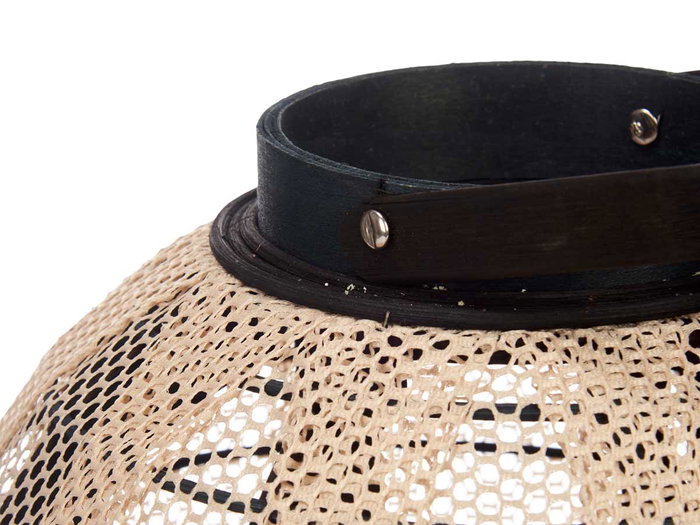 Giftdecor Farol Portavela Asa Esfera 30x30x30 cm Tela, Madera y Vidrio Beige/Negro (Set de 2)