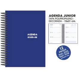 Agenda Escolar (2025-26) Senfort Junior Espiral Tapa Pvc 150X210 S/V Azul