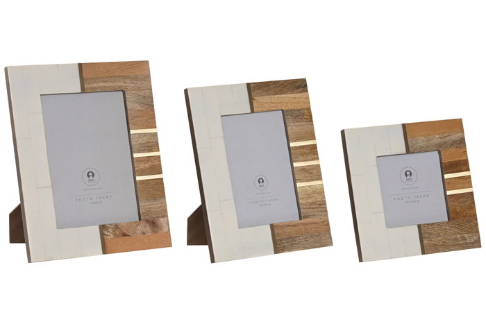 DKD Home Decor Set de 3 Marcos de Fotos de Resina y Mango, 19x2x24 cm, Blanco DKD Home Decor Set de 3 Marcos de Fotos de Resina y Mango, 19x2x24 cm, Blanco
