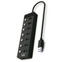 Ewent Hub USB 3.2 Gen 1 de 7 puertos con interruptores y adaptador USB-C Negro
