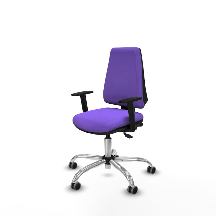 PIQUERAS Y CRESPO Silla de oficina Elche, Mecanismo Asincro, Tela Lila, Base Cromada