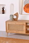 Hanah Home Soporte TV 140 Roble Elegante y Funcional con Patas de Metal y Amplio Almacenamiento 138x55x41cm