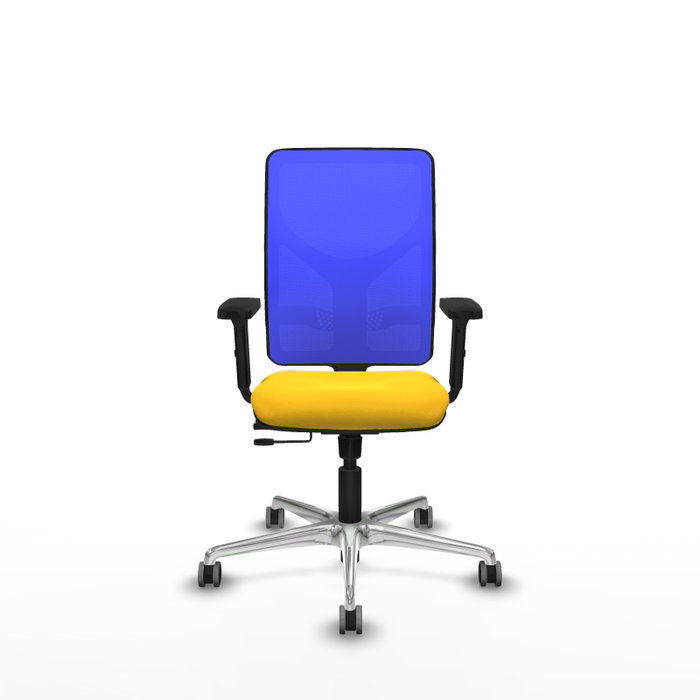 PIQUERAS Y CRESPO Silla de oficina Motilla con mecanismo Sincro/Traslack, Amarillo y Azul