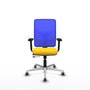 PIQUERAS Y CRESPO Silla de oficina Motilla con mecanismo Sincro/Traslack, Amarillo y Azul