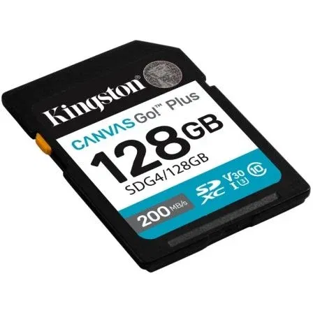 Kingston SDG4/128GB Tarjeta de Memoria 128GB SDXC Clase 10 U3 V30 Velocidad de Lectura 200MB/s