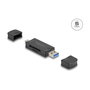 DeLOCK Lector de tarjetas USB 5 Gbps con USB Type-C y Type-A para SD y Micro SD, Negro