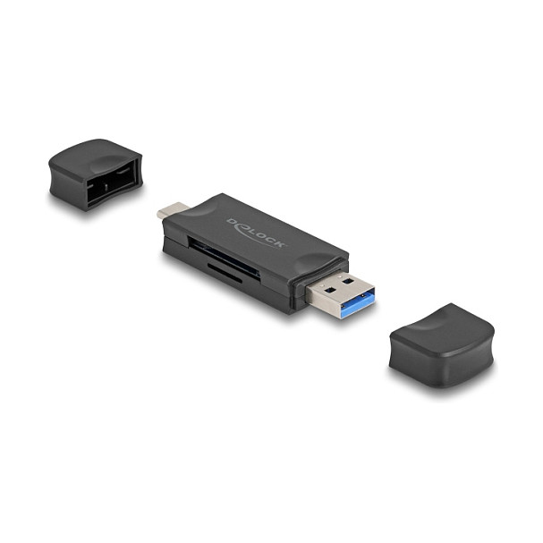 DeLOCK Lector de tarjetas USB 5 Gbps con USB Type-C y Type-A para SD y Micro SD, Negro DeLOCK Lector de tarjetas USB 5 Gbps con USB Type-C y Type-A para SD y Micro SD, Negro
