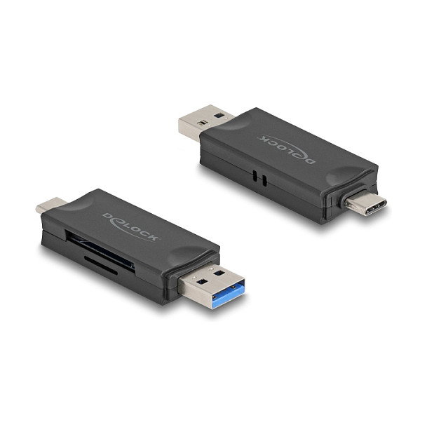 DeLOCK Lector de tarjetas USB 5 Gbps con USB Type-C y Type-A para SD y Micro SD, Negro DeLOCK Lector de tarjetas USB 5 Gbps con USB Type-C y Type-A para SD y Micro SD, Negro