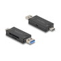 DeLOCK Lector de tarjetas USB 5 Gbps con USB Type-C y Type-A para SD y Micro SD, Negro