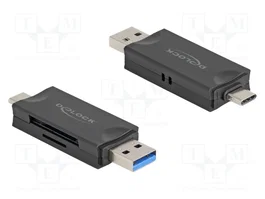 DeLOCK 91020 Lector de tarjetas SD y MicroSD USB Type-C/Type-A Negro