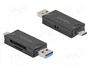DeLOCK 91020 Lector de tarjetas SD y MicroSD USB Type-C/Type-A Negro