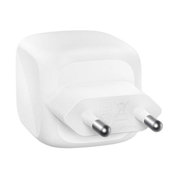 Belkin WCH019kq1MWH-B6 Cargador GaN Dual USB-C 50W PD PPS con Cable 1m Blanco