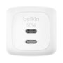 Belkin WCH019kq1MWH-B6 Cargador GaN Dual USB-C 50W PD PPS con Cable 1m Blanco