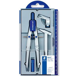 Staedtler Set De Compás Escolar Noris 550 Con Rueda Central, Alargadera Y Adaptador Universal En Estuche