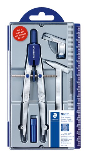 Staedtler Set de Compás Noris 550 con Alargadera y Adaptador Universal Staedtler Set de Compás Noris 550 con Alargadera y Adaptador Universal