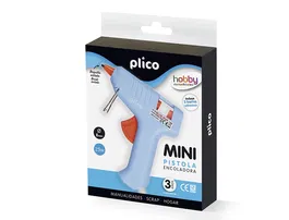 Plico Pistola Silicona Caliente Mini 25W para Manualidades y Pequeñas Reparaciones, Pega Madera, Plástico, Cerámica, Vidrio y Metal
