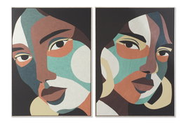 DKD Home Decor Cuadro de Mujer en Lienzo y PS, Pack de 2