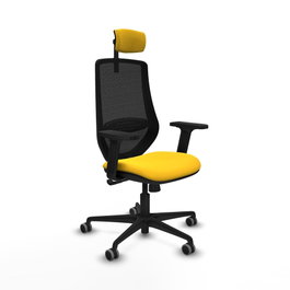 PIQUERAS Y CRESPO Silla de oficina Mardos con mecanismo Sincro, Amarillo y Negro