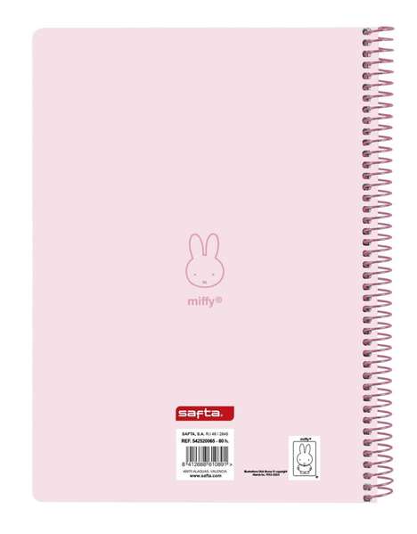Safta Libreta Cuarto Miffy Flores Tapas Duras 80 Hojas 15,5x22x1 Cm