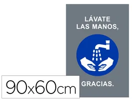 Novus dahle Alfombra de suelo Novus lavate las manos gracias fondo gris 90x60 cm