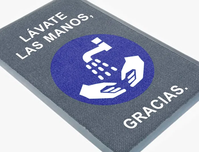 Novus dahle Alfombra de suelo Novus lavate las manos gracias fondo gris 90x60 cm