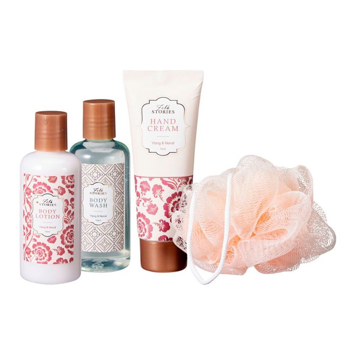 Folk Stories Neceser Folk Stories con Gel de Ducha, Loción Corporal, Crema de Manos y Bolsa Cosmética