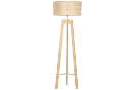 DKD Home Decor Lámpara de Pie Natural Bambú Ratan Trípode 50 x 158 x 50 cm