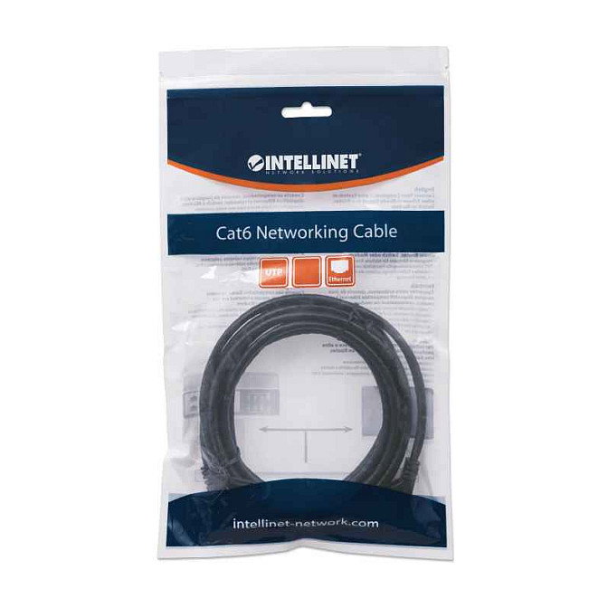 Intellinet Cable de Red Cat6 U/UTP RJ45 1 m Negro con Hebelschutz, Conector Chapado en Oro, AWG 24 (Cable de Parcheo)