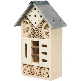 TRIXIE Hotel para insectos 18 x 29 x 10 cm de madera y lutita para hibernar y anidar