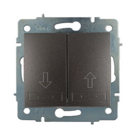 Solera Pulsador doble persiana para empotrar sin marco, teclas basculantes, libre de halógenos, 10A 250V~, IP40, color grafito