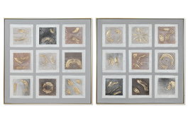 DKD Home Decor Cuadro Lienzo 3D Cuadrados 82x82x5 cm (Pack de 2)