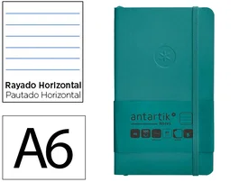 Antartik Cuaderno Tapa Blanda A6 Rayas Verde Aguamarina 100 Hojas 80gr FSC