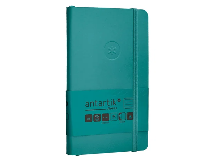 Antartik Cuaderno Tapa Blanda A6 Rayas Verde Aguamarina 100 Hojas 80gr FSC