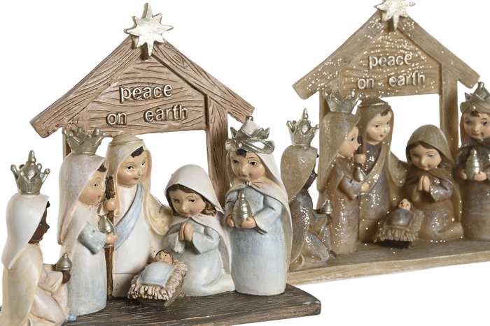 DKD Home Decor Nacimiento de Resina Pack de 2, Surtido