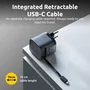 Intenso W65ACIC Cargador de Pared 65W GaN con Cable USB-C Retráctil Negro