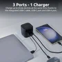 Intenso W65ACIC Cargador de Pared 65W GaN con Cable USB-C Retráctil Negro