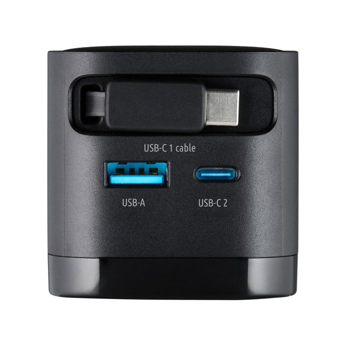 Intenso W65ACIC Cargador de Pared 65W GaN con Cable USB-C Retráctil Negro