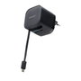 Intenso W65ACIC Cargador de Pared 65W GaN con Cable USB-C Retráctil Negro