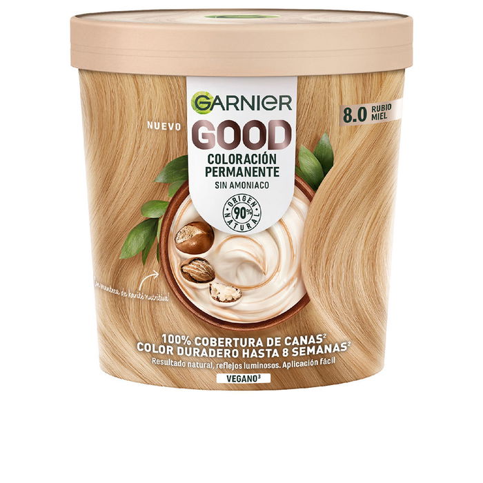 Garnier GOOD Coloración Permanente Sin Amoniaco #8.0 Rubio Miel 217 ml Garnier GOOD Coloración Permanente Sin Amoniaco #8.0 Rubio Miel 217 ml