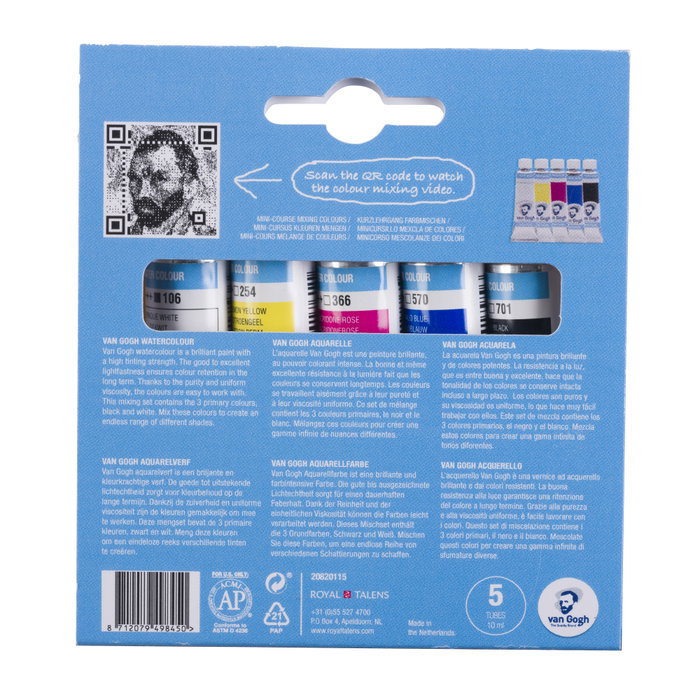 Van Gogh Estuche de Mezcla de Colores Primarios con 5 Tubos de 10 ml Van Gogh Estuche de Mezcla de Colores Primarios con 5 Tubos de 10 ml