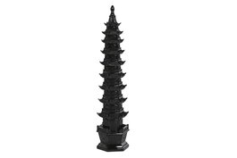 DKD Home Decor Decoración de Resina Pagoda Negro